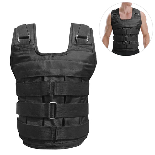 Adjustable Weighted Vest Weight Jacket Oxford Exercise Weight Loading Cloth Strength Training 110LB Max. Load (No Weights)