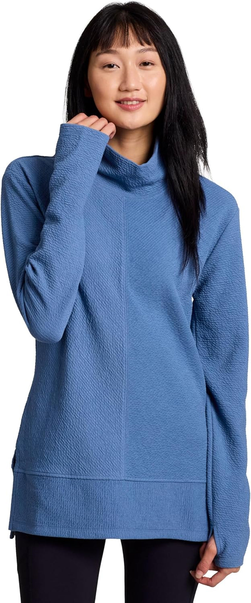 Active Women'S Ultra Soft Quilted Cowl Neck Pullover Sweater, Lightweight Mock Neck Tunic Sweatshirt with Thumbholes