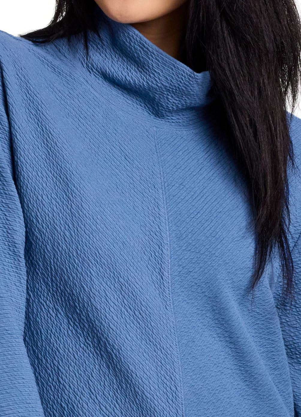 Active Women'S Ultra Soft Quilted Cowl Neck Pullover Sweater, Lightweight Mock Neck Tunic Sweatshirt with Thumbholes